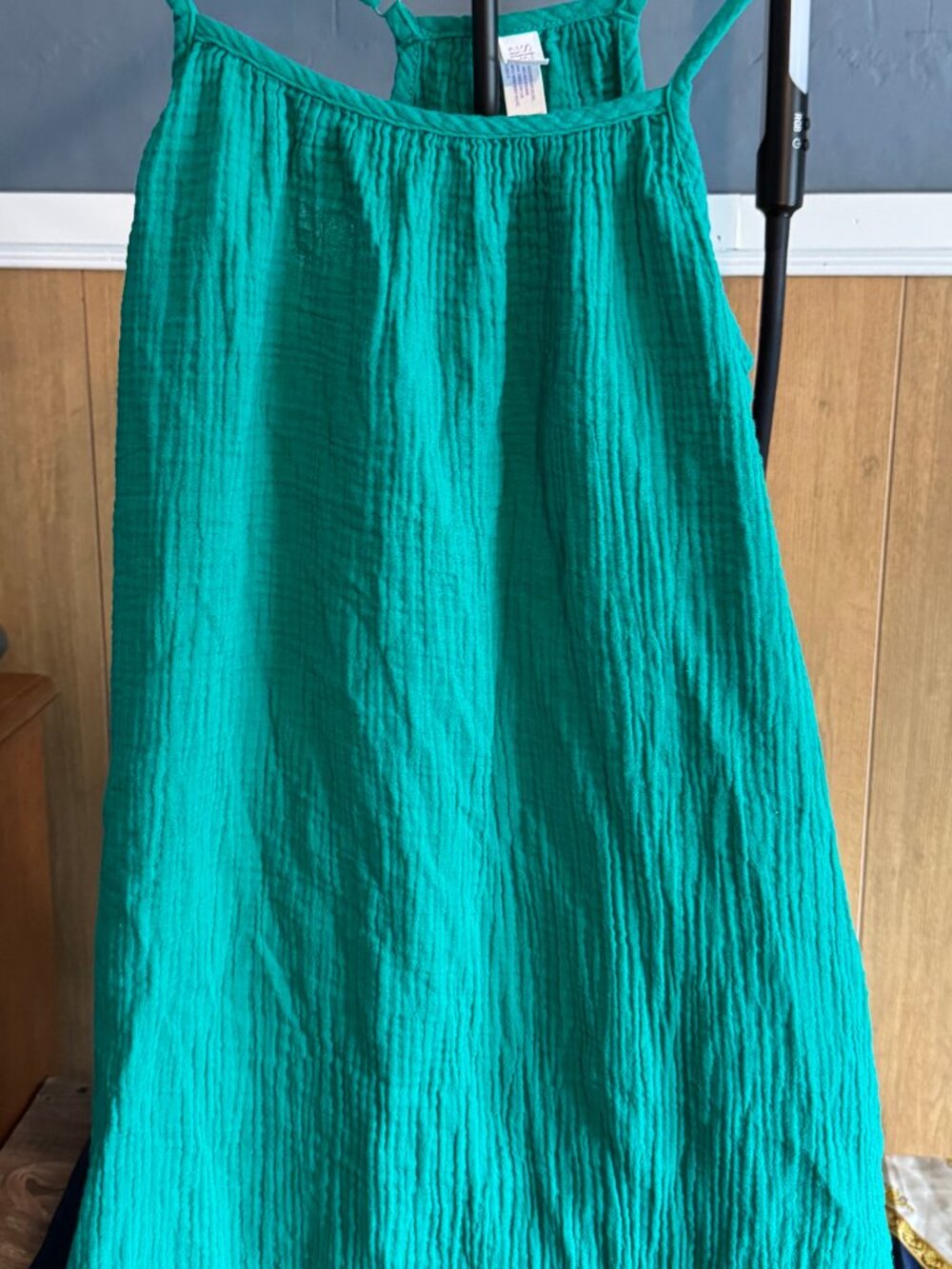 Stars Above Teal Crinkle Gauze Strappy Mini Dress/Swim Cover-Up. Size Medium - Picture 2 of 6